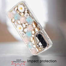 For Samsung A17 5G Case Full 3D Bling Rhinestone Jewel Cover + Tempered Glass