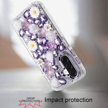 For Samsung A17 5G Case Full 3D Bling Rhinestone Jewel Cover + Tempered Glass