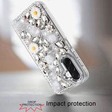 For Samsung A17 5G Case Full 3D Bling Rhinestone Jewel Cover + Tempered Glass