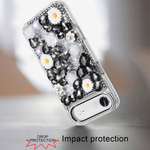 For iPhone Air Case Full 3D Bling Faux Jewel Floral Phone Cover + Tempered Glass