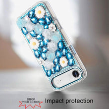 For iPhone Air Case Full 3D Bling Faux Jewel Floral Phone Cover + Tempered Glass