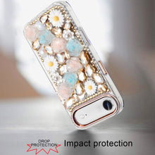 For iPhone Air Case Full 3D Bling Faux Jewel Floral Phone Cover + Tempered Glass
