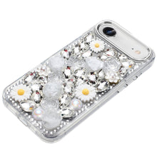 For iPhone Air Case Full 3D Bling Faux Jewel Floral Phone Cover + Tempered Glass