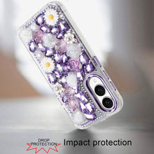 For Samsung S25 Edge Case Full 3D Bling Rhinestone Jewel Cover + Tempered Glass