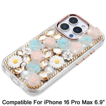 For iPhone 16 PRO MAX Case Full 3D Bling Rhinestone Jewel Cover + Tempered Glass