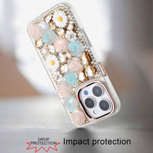 For iPhone 16 PRO MAX Case Full 3D Bling Rhinestone Jewel Cover + Tempered Glass