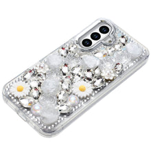 For Samsung S25+/S24+ Case Full 3D Bling Rhinestone Jewel Cover + Tempered Glass