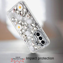 For Samsung S25+/S24+ Case Full 3D Bling Rhinestone Jewel Cover + Tempered Glass