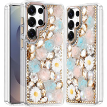 For Samsung S25 Ultra Case Full 3D Bling Rhinestone Jewel Cover + Tempered Glass