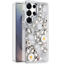 For Samsung S25 Ultra Case Full 3D Bling Rhinestone Jewel Cover + Tempered Glass