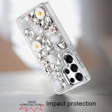 For Samsung S25 Ultra Case Full 3D Bling Rhinestone Jewel Cover + Tempered Glass