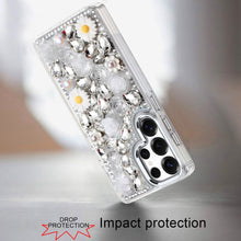For Samsung S26 Ultra Case Full 3D Bling Rhinestone Jewel Cover + Tempered Glass