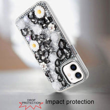 For iPhone 12/12 Pro Case Full 3D Bling Rhinestone Jewel Cover + Tempered Glass