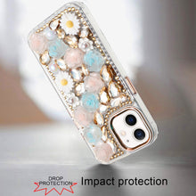For iPhone 12/12 Pro Case Full 3D Bling Rhinestone Jewel Cover + Tempered Glass