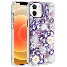 For iPhone 12/12 Pro Case Full 3D Bling Rhinestone Jewel Cover + Tempered Glass