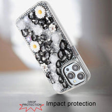 For iPhone 12 Pro Max Case Full 3D Bling Rhinestone Jewel Cover + Tempered Glass