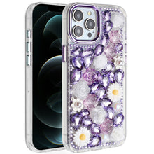 For iPhone 12 Pro Max Case Full 3D Bling Rhinestone Jewel Cover + Tempered Glass