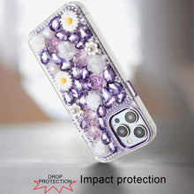 For iPhone 12 Pro Max Case Full 3D Bling Rhinestone Jewel Cover + Tempered Glass