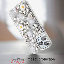 For iPhone 12 Pro Max Case Full 3D Bling Rhinestone Jewel Cover + Tempered Glass