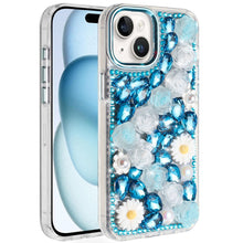 For iPhone 15 Case Full 3D Bling Rhinestone Jewel Cover + 2 Tempered Glass