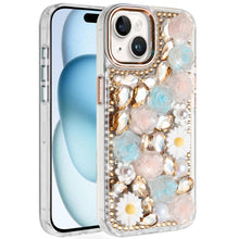 For iPhone 15 Case Full 3D Bling Rhinestone Jewel Cover + 2 Tempered Glass