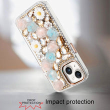 For iPhone 15 Case Full 3D Bling Rhinestone Jewel Cover + 2 Tempered Glass