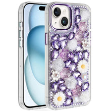 For iPhone 15 Case Full 3D Bling Rhinestone Jewel Cover + 2 Tempered Glass