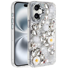 For iPhone 16 6.1inch Case Full 3D Bling Rhinestone Jewel Cover + Tempered Glass