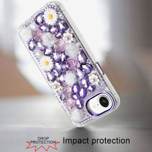 For iPhone 16e Case Full 3D Bling Rhinestone Jewel Phone Cover + Tempered Glass