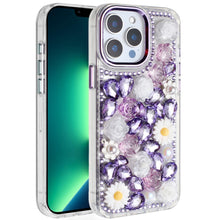 For iPhone 13 Pro Max 6.7 inch Case Full 3D Bling Rhinestone Jewel Floral Cover