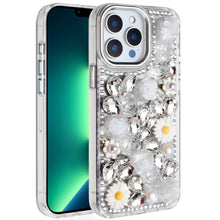 For iPhone 13 Pro Max 6.7 inch Case Full 3D Bling Rhinestone Jewel Floral Cover