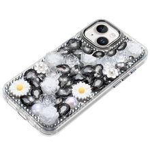 For iPhone 13/14 Case Full 3D Bling Rhinestone Jewel Cover + Tempered Glass