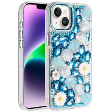For iPhone 13/14 Case Full 3D Bling Rhinestone Jewel Cover + Tempered Glass