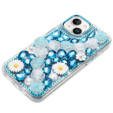 For iPhone 13/14 Case Full 3D Bling Rhinestone Jewel Cover + Tempered Glass