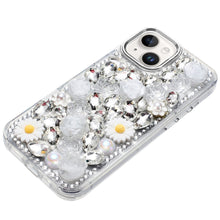 For iPhone 13/14 Case Full 3D Bling Rhinestone Jewel Cover + Tempered Glass