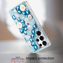 For Samsung S23 Ultra Case Full 3D Floral Bling Rhinestone Jewel Phone Cover