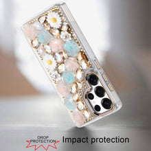 For Samsung S23 Ultra Case Full 3D Floral Bling Rhinestone Jewel Phone Cover