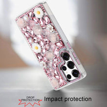 For Samsung S23 Ultra Case Full 3D Floral Bling Rhinestone Jewel Phone Cover