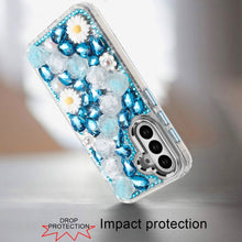 For Samsung S25/S24 Case Full 3D Bling Rhinestone Jewel Cover + Tempered Glass
