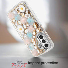 For Samsung S25/S24 Case Full 3D Bling Rhinestone Jewel Cover + Tempered Glass