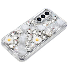 For Samsung S25/S24 Case Full 3D Bling Rhinestone Jewel Cover + Tempered Glass