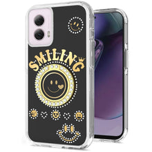 For Moto G Stylus 5G 2024 Case Diamond Studs Smiling Ringstand + Tempered Glass