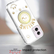 For Moto G Stylus 5G 2024 Case Diamond Studs Smiling Ringstand + Tempered Glass