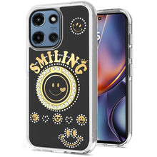 For Moto G 2025 Case Diamond Studs Smiling Face Bling Ring + Tempered Glass