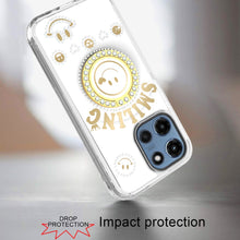 For Moto G 2025 Case Diamond Studs Smiling Face Bling Ring + Tempered Glass
