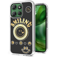 For Moto G Power 2025 Case Diamond Smiling Bling Ring Stand + Tempered Glass