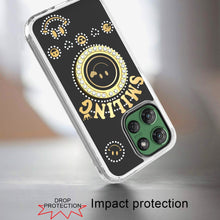 For Moto G Power 2025 Case Diamond Smiling Bling Ring Stand + Tempered Glass