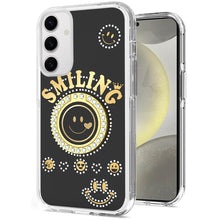 For Samsung S25+/S24+ Case Diamond Studs Smiling Face Bling Ring +Tempered Glass