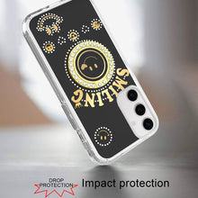 For Samsung S25+/S24+ Case Diamond Studs Smiling Face Bling Ring +Tempered Glass