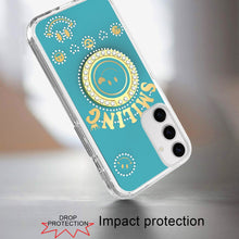 For Samsung S25+/S24+ Case Diamond Studs Smiling Face Bling Ring +Tempered Glass